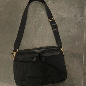 Tom Ford Black Messenger Bag with Gold Details